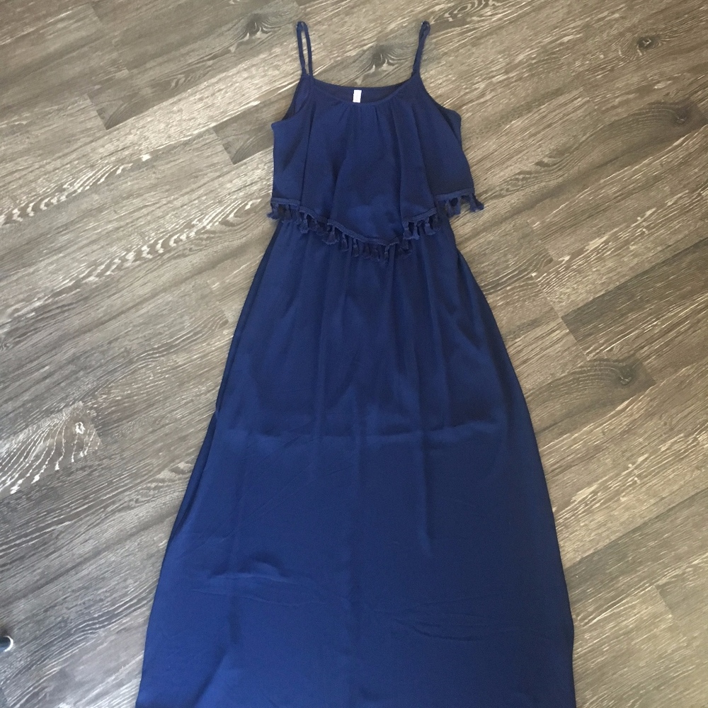 WOMEN'S MAXI DRESS HIGH LOW NAVY